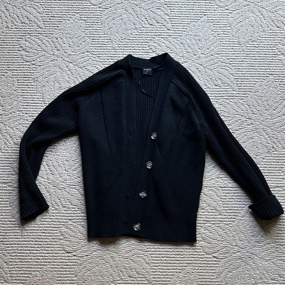 Nordstrom Black Women's Button-Front Knit Cardigan Sweater